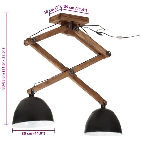 Lusso Casadino - Lampada Da Soffitto 25 W Nera 29x18x85 Cm E27 - Foto 8