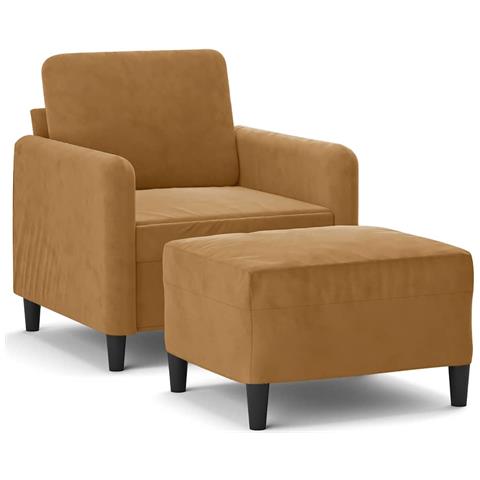 Poltrona Con Poggiapiedi Marrone 60 Cm In Velluto - Foto 1