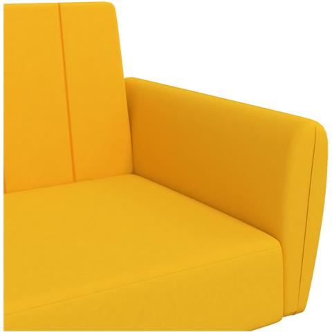Divano Letto a 2 Posti Giallo in Velluto - Foto 9