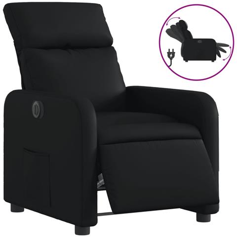 Poltrona Reclinabile Elettrica Nera in Similpelle - Foto 1