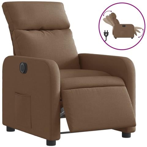Poltrona Elettrica Reclinabile Marrone in Tessuto - Foto 1