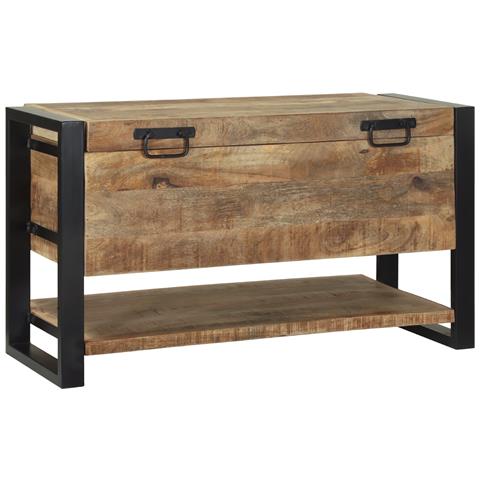 Scatola di immagazzinaggio 80x35x45 cm in legno massello di mango grezzo - Foto 1