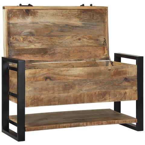 Scatola di immagazzinaggio 80x35x45 cm in legno massello di mango grezzo - Foto 2