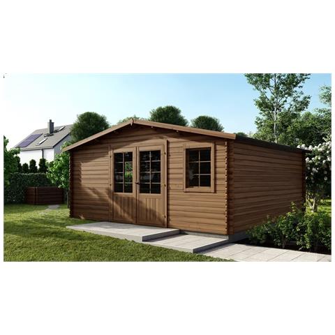 Casetta Da Giardino In Legno - 25m2 - 5x5m - Impregnata - 28mm - Colore: Marrone - Foto 1