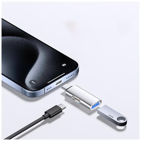 Adattatore Otg Da Type-c A Usb 3.0 + Tc Charging, Design Ovale - Trasferimento Dati Ad Alta Velocità E Ricarica Rapida Pd Silver - Foto 1