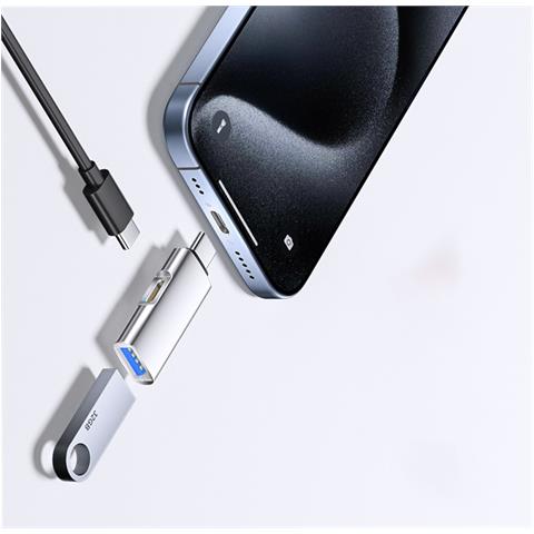 Adattatore Otg Da Type-c A Usb 3.0 + Tc Charging, Design Ovale - Trasferimento Dati Ad Alta Velocità E Ricarica Rapida Pd Silver - Foto 2