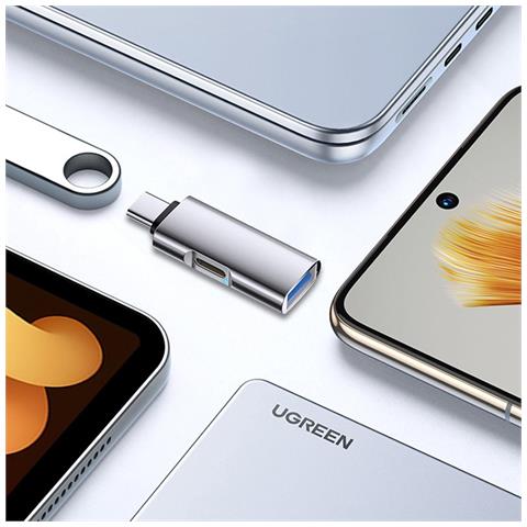 Adattatore Otg Da Type-c A Usb 3.0 + Tc Charging, Design Ovale - Trasferimento Dati Ad Alta Velocità E Ricarica Rapida Pd Silver - Foto 5