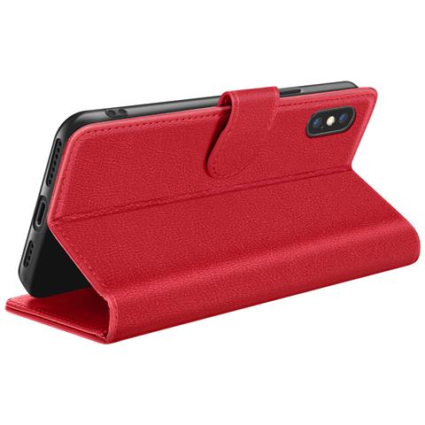 Custodia A Portafoglio Per Iphone Xs Max Con Funzione Supporto E Linguetta Magnetica, Rosso - Foto 5