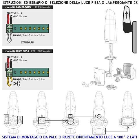 Faro Lampeggiante Arancione 6+6 Led Luce Fissa O Intermittente Montaggio A Palo O Parete Monitore Su Automatismi Peric - Foto 2