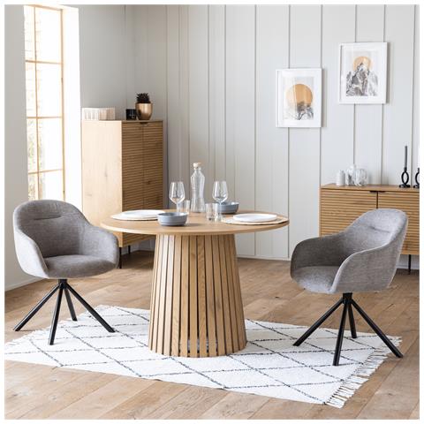 Liv Tavolo Da Pranzo Rotondo 110 Cm In Stile Scandinavo - Foto 7