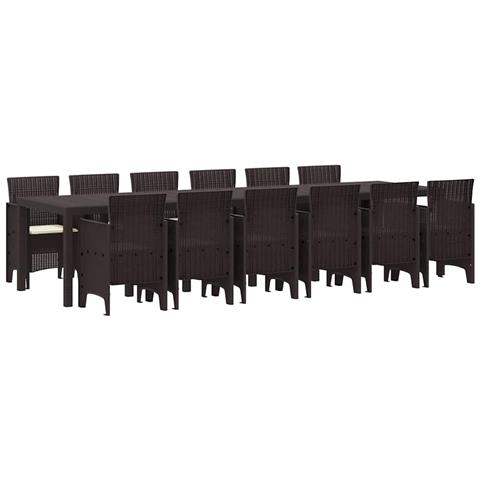 Set da Pranzo per Giardino 13 pcs Marrone Rattan Polt - Foto 1