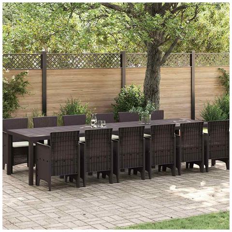Set da Pranzo per Giardino 13 pcs Marrone Rattan Polt - Foto 2