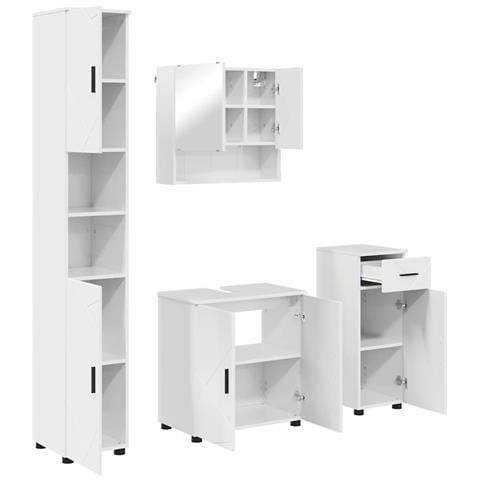 Set di mobili per il bagno 4 pcs Bianco lucido 61 x 35 x 64 cm - Foto 1