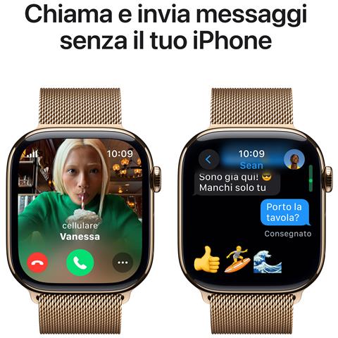 Watch Series 10 Serie 10 GPS + Cellular 46mm Cassa in Titanio color Oro con Loop in maglia milanese Oro - S /M - Foto 2