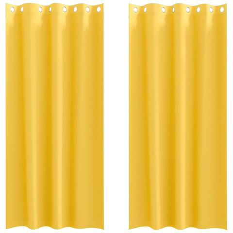 Tende con tende 2 pcs giallo senape 260x140cm Poliestere - Foto 1