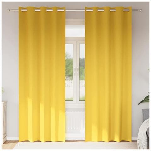 Tende con tende 2 pcs giallo senape 260x140cm Poliestere - Foto 2