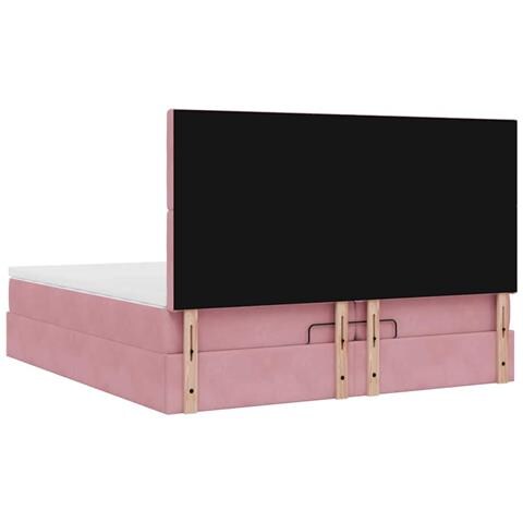 Struttura Letto Pouf con Materassi Rosa 200x200 cm Velluto - Foto 9