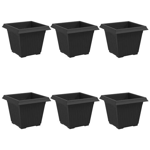 Vaso quadrato per fiori 6 pcs Nero 33 x 33 x 26 cm Plastica - Foto 1