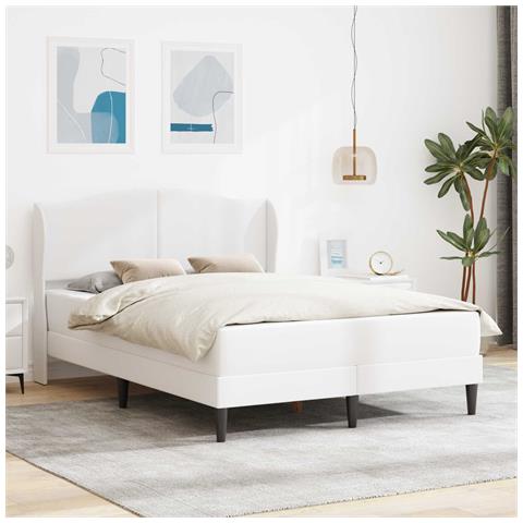 Struttura del letto con testiera Bianco 140 x 200 cm Similpelle - Foto 2