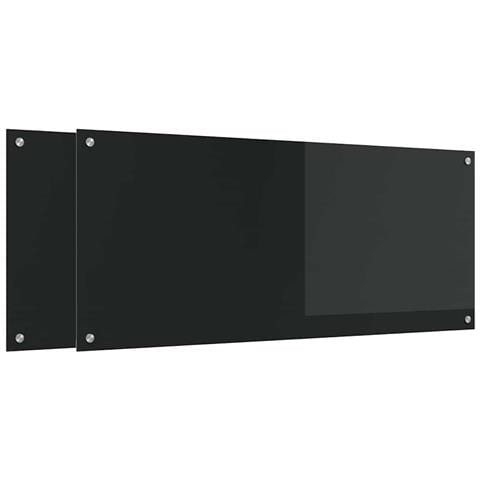 Schienale da cucina 2 pcs Nero 120 x 50 cm vetro temperato - Foto 1