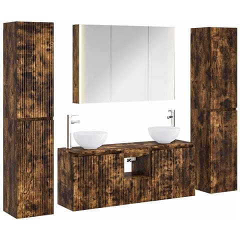 Set di mobili per il bagno 6 pcs Rovere Fumo - Foto 1
