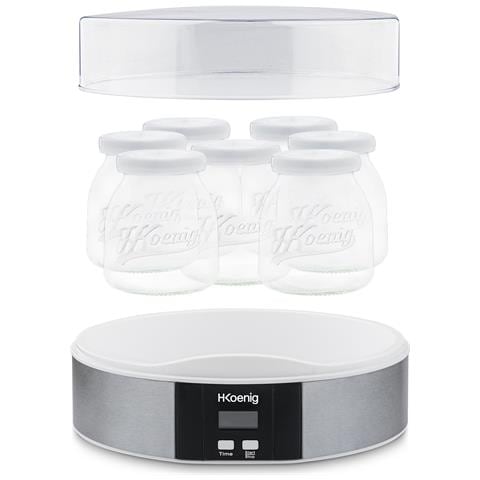 Yogurtiera 7 vasetti ELY70, 7 x 160 ml, Programmabile, in acciaio inox, Senza BPA, Lavabile in lavastoviglie, Arresto automatico, 15 W - Foto 2