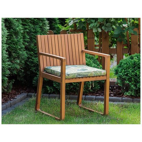 Sedia Da Giardino In Legno Marrone Chiaro Con Cuscino A Foglie Sassari - Foto 14