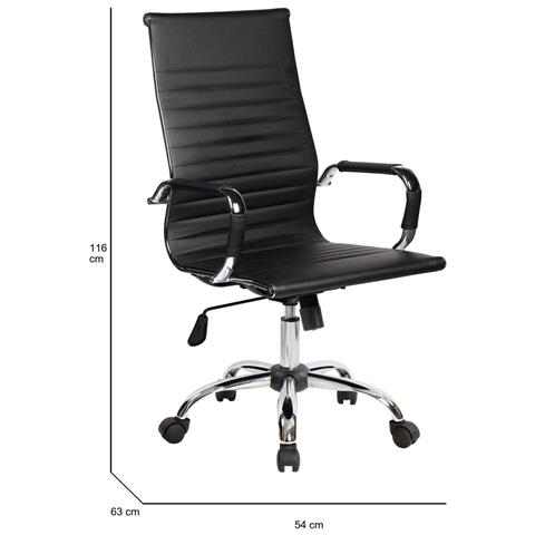 Sedia Con Ruote George, Poltrona Direzionale Con Braccioli, Sedia Ergonomica Da Ufficio, Nero, 63x54h106/116 Cm - Foto 6