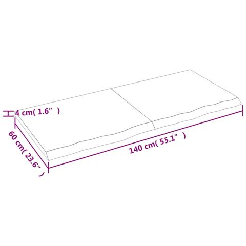 Piano Bagno Marrone 140x60x (2-4) cm Legno Massello Trattato - Foto 8