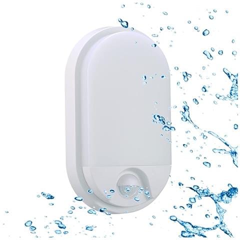 Plafoniera Led 10w Con Sensore Di Movimento Pir - Ip54 Resistente All'acqua - Luce Bianca Calda 3000k - 900 Lumen - Plafoniera Ovale Impermeabile Da Parete Per Esterno O Interno - Foto 5