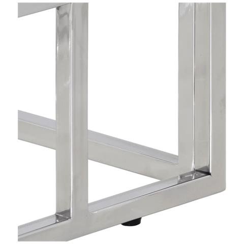 Tavolino Consolle Argento Acciaio Inossidabile Vetro Temperato - Foto 8