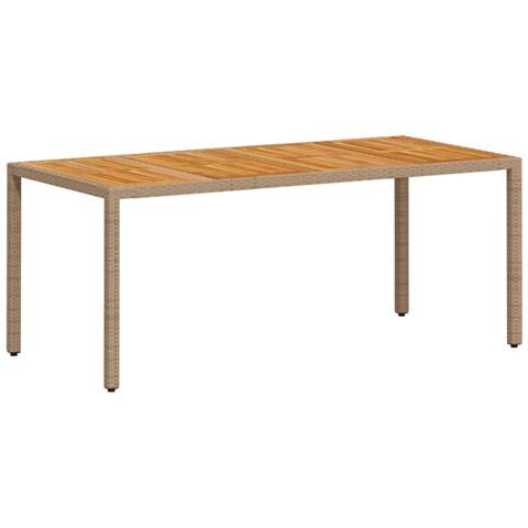 Tavolo Da Giardino Beige 190x90x75cm Polyrattan Legno Di Acacia - Foto 2