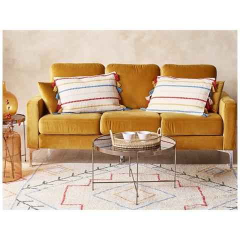 Cuscino Decorativo Agave Cotone 40 X 60 Cm Beige Chiaro A Strisce - Foto 1