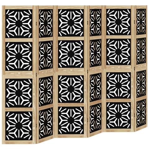 Divisorio Ambienti 6 Pannelli Marrone E Nero Legno Di Paulownia - Foto 2