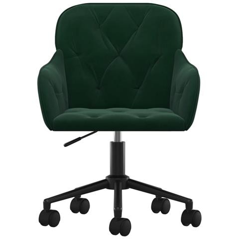 Sedia Da Ufficio Girevole Verde Scuro In Velluto - Foto 3