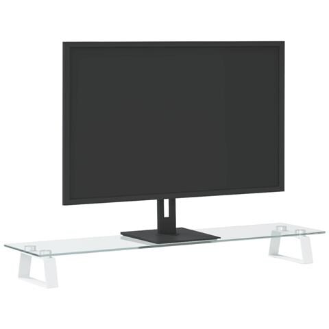 Supporto per Monitor Bianco 80x20x8cm Vetro Temperato e Metallo - Foto 3