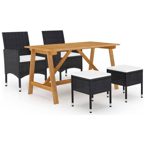 Set Mobili Da Pranzo Per Giardino 5 Pz Nero - Foto 1