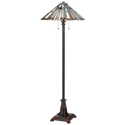 Piantana Tiffany Maybeck Acciaio Bronzo Valiant 2 Luci E27 - Foto 1