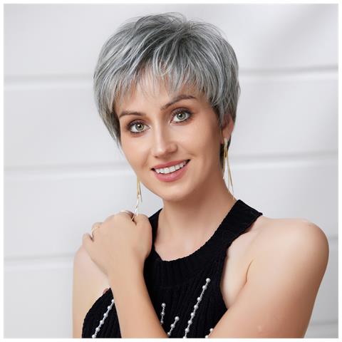 Parrucca Corta Chic Da Donna, Regolabile E Traspirante Silver - Foto 1
