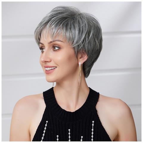 Parrucca Corta Chic Da Donna, Regolabile E Traspirante Silver - Foto 2