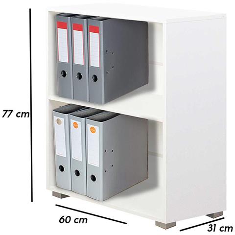 Mobile Mobiletto Libreria A Scaffali 2 Ripiani In Legno Bianco 77x60x31 Cm - Foto 4