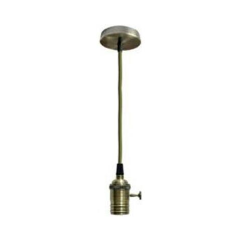 Portalampada Lampadario Sospensione Soffitto Pendente Vintage 2mt Bronzo Verde - Foto 1
