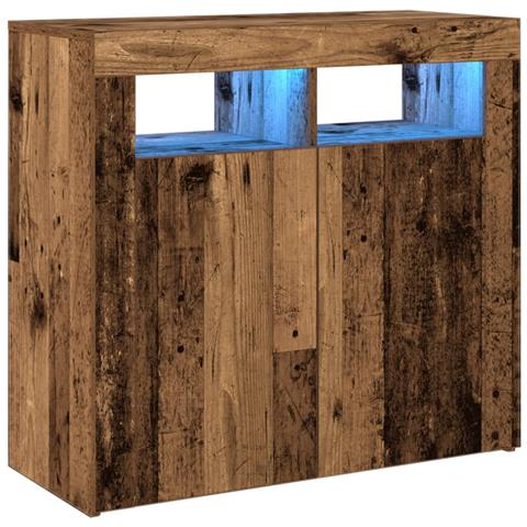 Credenza Con Luci Led Legno Antico 80x35x75 Cm In Truciolato - Foto 3