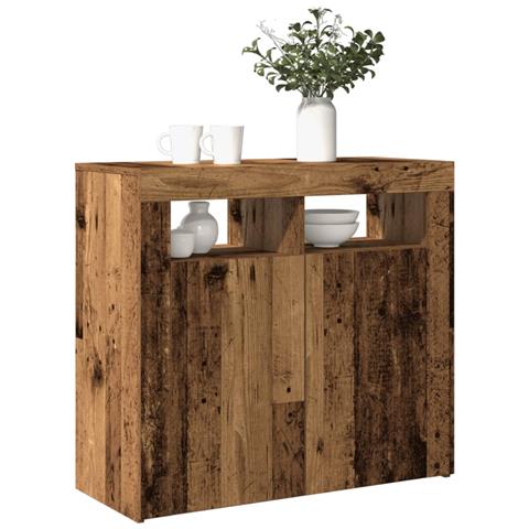 Credenza Con Luci Led Legno Antico 80x35x75 Cm In Truciolato - Foto 1