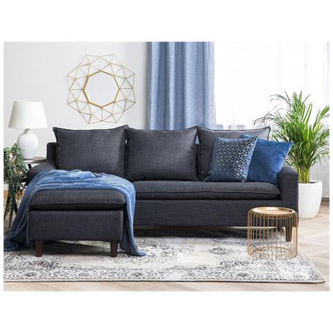 Divano Angolare 3 Posti Elvenes Tessuto Grigio Scuro Lato Destro - Foto 1