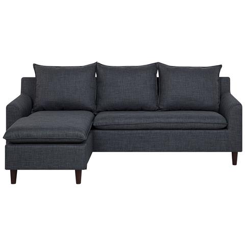 Divano Angolare 3 Posti Elvenes Tessuto Grigio Scuro Lato Destro - Foto 2