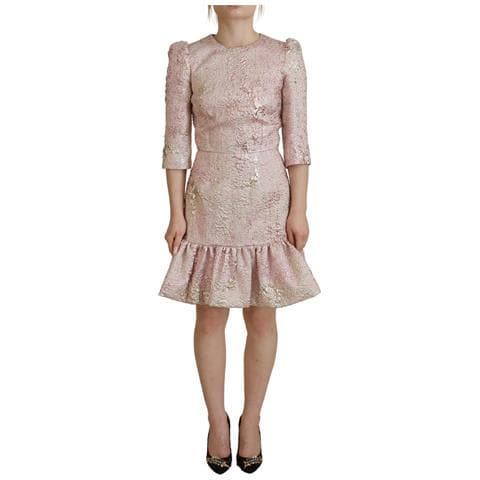 Abito Longuette Tubino Rosa Jaquard Con Maniche A 3/4 - It38 - Xs - Foto 1