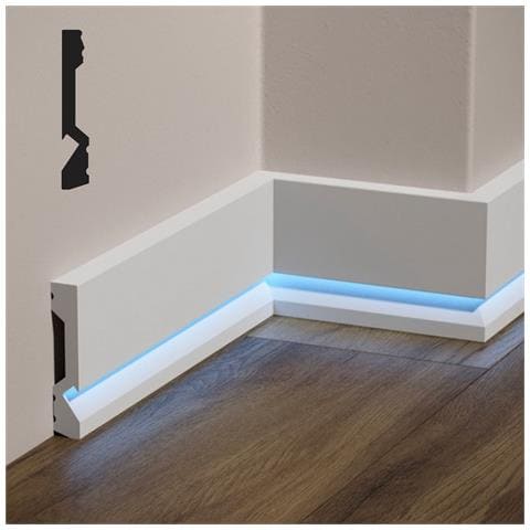 Battiscopa Squadrato Incasso Led In Polimeri Feelingwood-hd 100x18mm - Bianco (prezzo Al Metro) - Foto 1
