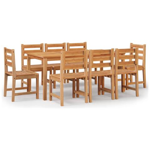 Set da Pranzo per Giardino 9 pz in Legno Massello di Teak - Foto 1
