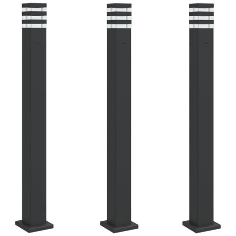 Lampade da Terra per Esterni con Presa 3pz Nere 110cm Alluminio - Foto 1